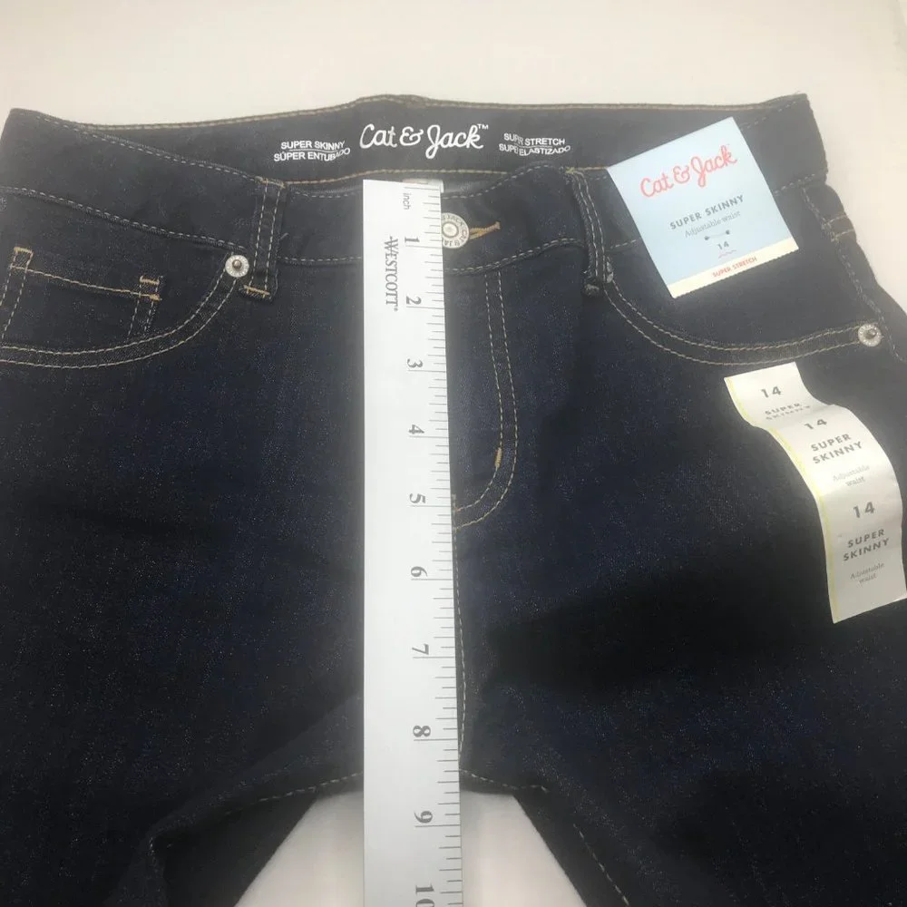 Cat & Jack Girl's Size 14 Adjustable Waist Super Skinny Jean Blue Denim New
